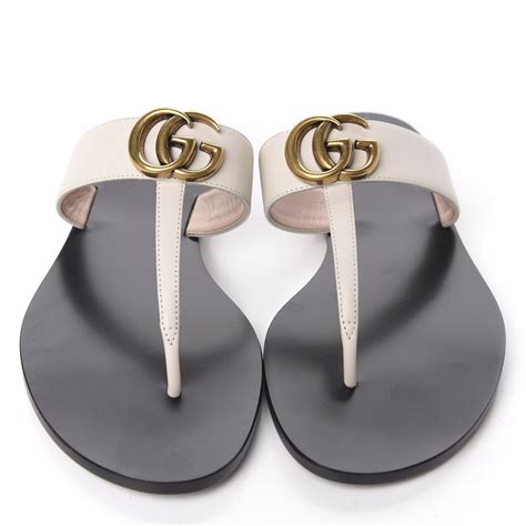 gucci leather thong sandals with double g|gucci marmont thong sandals sale.